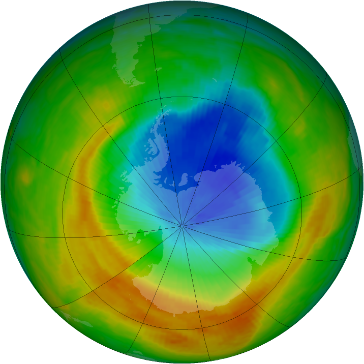 Antarctic ozone map for 04 November 1986